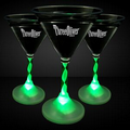 60 Day 8 Oz. Green LED Imprintable Martini Glass w/ Spiral Stem